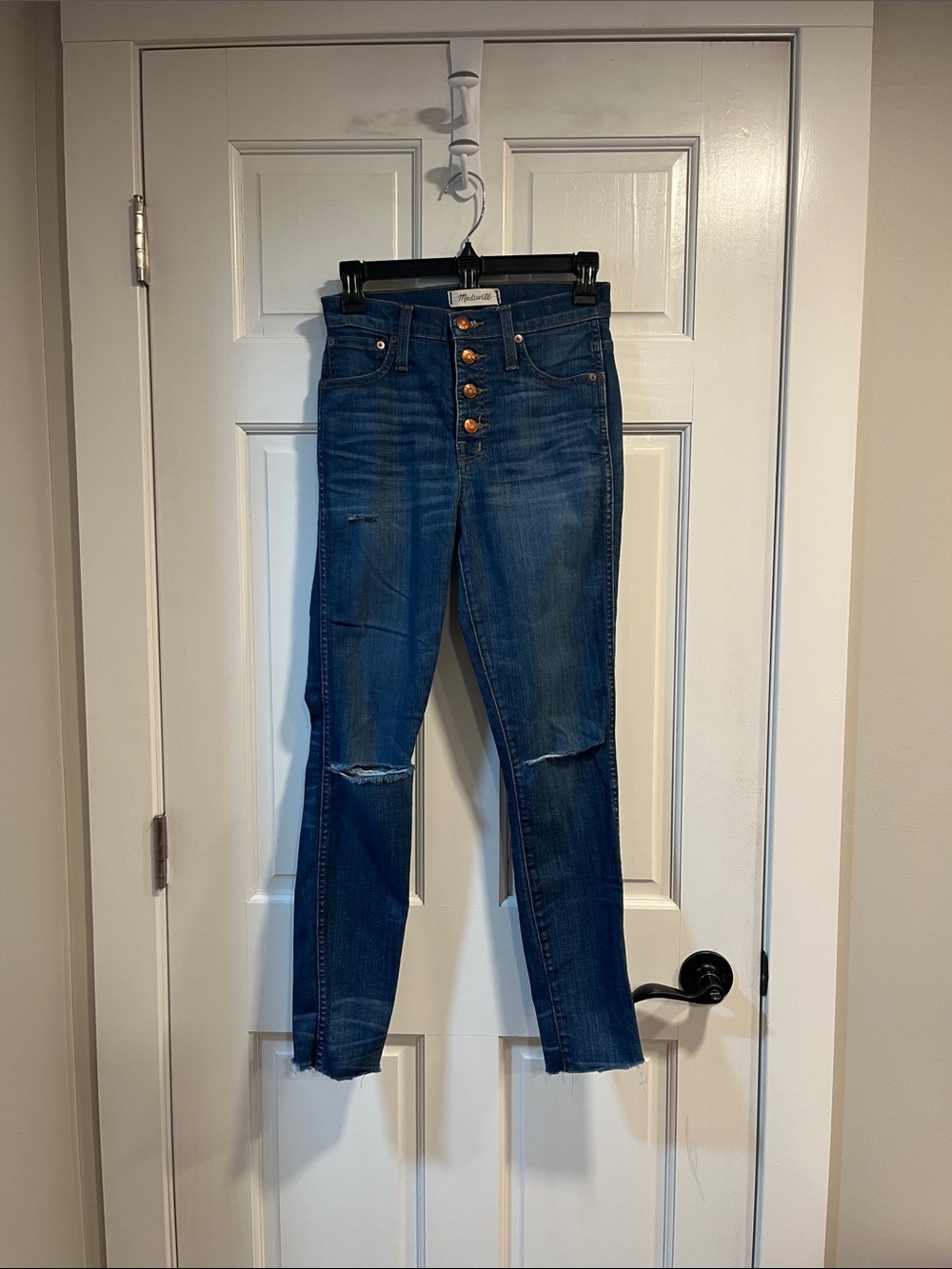 Madewell Distressed Button Front 10” High Riser Skinny Skinny Jeans Size 24